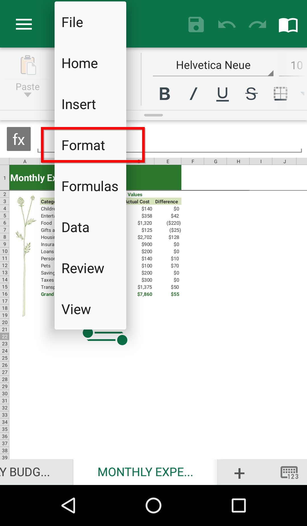 Customize Rows And Columns Size In Sheets OfficeSuite
